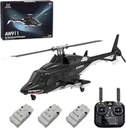 RC Helicopter GPS for Adults, AW-911 Airwolf 1/34 Scale 2.4G 9CH Flybarless Remote Control Helicopter Model with 6G/3D Stunt Mode and GPS Positioning for Beginners (RTF Version - 3 Battery)