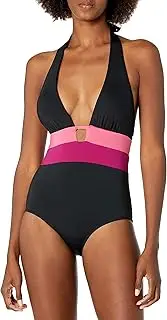 Cole of California Cutter & Buck Women's Standard Plunge One Piece Swimsuit, Black Combo, 14, Black Combo, 18