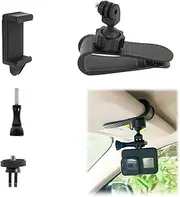 360 Degree Car Sun Visor Mount with Phone Holder - Compatible with GoPro Hero 12/11/10/9/8 Black, Insta360, DJI Action 4/3 and 4-7 inch smartphone