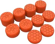 Orange Ergonomic Stick Caps Thumb Grips for Steam Deck LCD & OLED, for PS Portal Remote Player - with 3 Height Convex and Concave - Diamond Grain & Crack Bomb Design, Set of 10