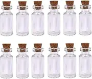 LEFV™ 2ml Small Bottles Transparent Mini Glass Jars with Cork Stoppers Top - Message Weddings Wish Jewelry Pendant Charms Kit Party Favors - Pack of 12