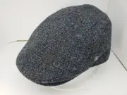 CITYSPORT GRAY HARRIS TWEED PLAID FLAT CAP ( GOLF NEWSBOY IVY DRIVING CAP )