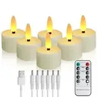 6Pcs Rechargeable LED Flameless Flickering Candles Tea Lights XMAS Deco Remote