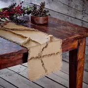 NATURAL REVERSE SEAM BURLAP TABLE RUNNER 13X72" UNFINISHED REVERSE SEAMS FRINGED