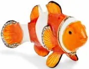 Nemo Clownfish Trinket Box, hinged, jeweled, enamel, NIB - Beautiful