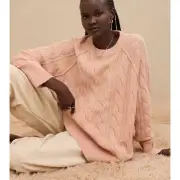 NWT AERIE UnREAL Cable Crew Sweater Peach XL
