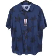 NWT BEN SHERMAN LINEN Blend Short Sleeve Shirt Tropical Floral Navy Size LARGE
