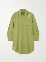 [MCQ ALEXANDER MCQUEEN] MCQ ALEXANDER MCQUEEN - Biosis Oversized Embellished Cotton Shirt - Army green - medium medium Green