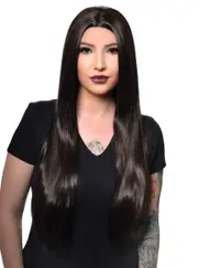 Morticia Addams Long Straight Near Black Womens Costume Wig