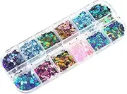 OHPHCALL 12 Color Glitter Powder Nail Sequins Manicure Set Nail Art Powder Sparkling Flakes for DIY Craft