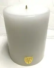 Diptyque White Pillar Candle 8 oz with a golden logo Unscented Unboxed ~RARE~