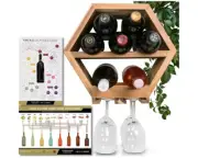 Wine Rack Wall Mounted | Acacia Wood Rustic Wine Holder -hexagon