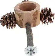 Mipcase Parrot Toy Training Stand with Feeding Cup for Bird Training Wood Parrot Perch with Feeding Holder Bird Perch for Cockatiel Birds