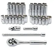 66947 47-Piece 1/4-Inch Drive Mechanics SAE/Metric Socket and Ratchet Set