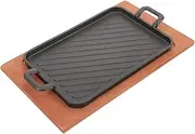 BUTIFULSIC 1Set Outdoor Iron Griddle Pan for BBQ and Frying Durable Double Handle Cooking Tray for Stove Top for Korean BBQ Camping and Everyday Use