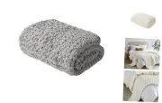 Chenille Chunky Knit Handmade Throw Blanket, Luxuriously Soft Gift Grey