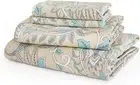 JSD Beige Paisley Cotton Sheet Set King Size, 300 TC Printed Sateen Bed Sheets