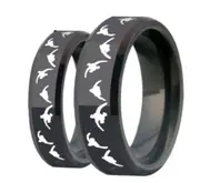 Black Animal Engraved Ring for Couple