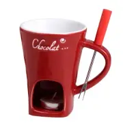 1X(Fondue Mug Set Chocolate Cheese Milk Cream Making Set Single Butter9480