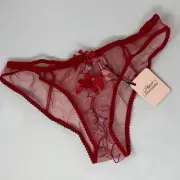 Agent Provocateur Lorna Red Pink Ouvert Brief AP4 Large NWT