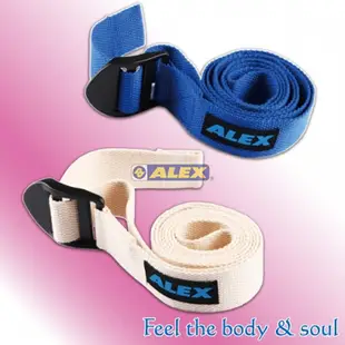 台灣製造 ALEX B-23 瑜珈伸展帶(只) 米白/寶藍 瑜珈健身 (6.3折)