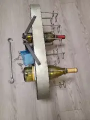Rustic Metal 19 Bottle Wine Hanging Rack 25.25" with Extension Hook 15.5"