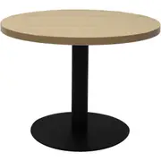 Rapidline Round Coffee Table D600 x H425mm Natural Oak Top Black Disc Base