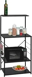 Microwave Cabinet Black 60x39.6x123 cm Engineered Wood,Kitchen Utensil Holders & Racks 11KG-288238