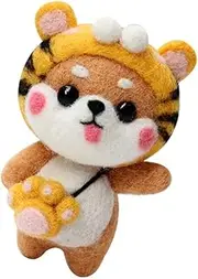 Sewroro Needle Felting Kit for Boys and Girls Japanese Rural Embroidery Doll Wool Felting Set for Beginners Plush Dog Craft Kit for Home Decor