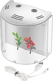 Fish Piccollo - Aquatic Tank, Table Fish Bowl | Aquarium with Filter and Light, Transparent Bowl, Betta Enclosure All-In-In for Compact Spaces, Aquarium de