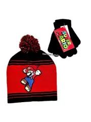Nintendo Super Mario Winter Beanie Hat Kids Gloves Set Kids Toddler Age Gift New