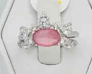 Bomb Party RBP8627 Brighten My Day Lab Rose Quartz Rhodium Plated Ring Sz 7
