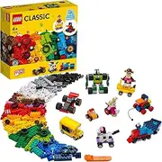 LEGO® Classic Bricks and Wheels 11014 Kids’ Building Kit;Toy car,Train,Bus,Robot,Skateboarding Zebra,Race car,Bunny