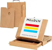 MEEDEN Wooden Tabletop Easel - Adjustable & Portable Beech Wood Table Easel with Storage Box and Palette for Painting,Sketchbox Painting Easel for Adults,Natural