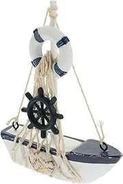 SOLUSTRE Wooden Sailboat Model Mediterranean Style Nautical Decor Retro Table Ornament for Beach Theme Lightweight and Versatile Wooden Sailboat Figurine for Home Decoration