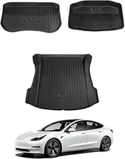 X-CAR Liner Rear Cargo Tray Front Trunk, Rear Rubber Tool Box Storage and Rear Trunk Mat Waterproof Cargo for Tesla Model 3