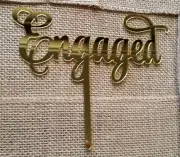 ENGAGED MIRROR CAKE TOPPER HENS PARTY ENGAGEMENT BRIDAL SHOWER ROSE GOLD