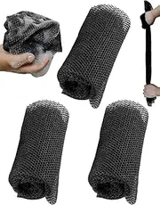 3 Pieces African Bath Sponges, Foldable African Exfoliating Nets, Nylon Net Towels, Body Sponge Back Scrubber Skin Smoother, Body Bathing Cleaning Tools Great For Women Men Daily Use (Black)