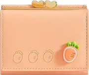 [Waatvbk] Wallet for Women, Womens Wallet Card Holder, All Trifold RFID Blocking Purse, Cute All Leather Pocket Wallet for Women, Girls, Ladies Mini Short Purse, Black, Cute