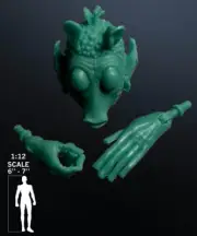 Star Wars Male Rodian With Hands Custom Cast Only 1:12th or 6-7" scale