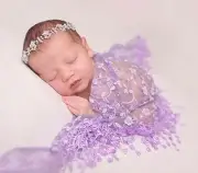 New BABY KIDS 149cm Lace Shawl Tassels PURPLE WRAP / THROW / COVER Photo Prop