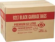 Austar Premium Heavy Duty Garbage Bags 200 Pack, 82 Litre Capacity, Black