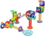 PicassoTiles Marble Run 60 Piece Magnetic Tiles Building Block STEM Kit