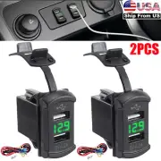 2X Auto 4.2A DC12V 24V Universal Car Charger Socket Green LED USB Rocker Switch (for: Volvo)