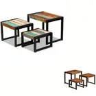 Nesting Tables Coffee Side Table Dining Furniture 3 Piece Solid Wood vidaXL