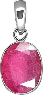 [Akshita gems] 100% Certified 5.25 Ratti Deluxe Quality Natural Natural Ruby Manik Ashtadhatu Silver Plated Pendant/Locket Gemstone by Lab Certified(Top AAA+) Quality, Loose Gemstone, Ruby