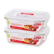2PK Lock & Lock 630ml Euro Rectangle Borosilicate Glass Food Container - CLR