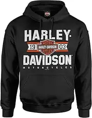 [HARLEY-DAVIDSON] Men's Varsity B&S Logo Pullover Cotton-Blend Hoodie, Black