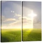 Christian Wall Art Cross Decor - Religious Cross / Light of God Canvas Art 2 ...