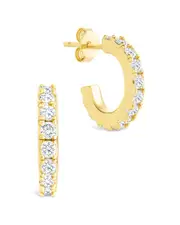 Sterling Forever 14K Over Silver CZ Bezel Statement Tube Hoop Earrings
